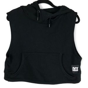 IVY PARK Black Cropped Sleevless Hoodie Small